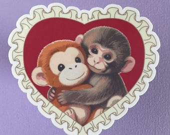 Pegatina de corazón de Punch Monkey de 3"