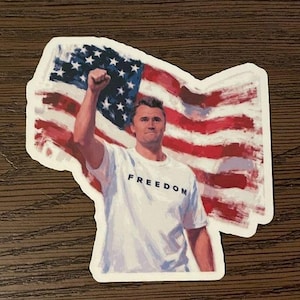 3&quot; Charlie Kirk Freedom American Flag Sticker