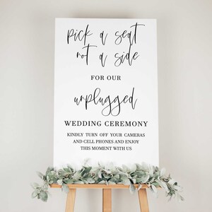 Unplugged Wedding Sign | Pick A Seat Not A Side |  - DIGITAL DOWNLOAD