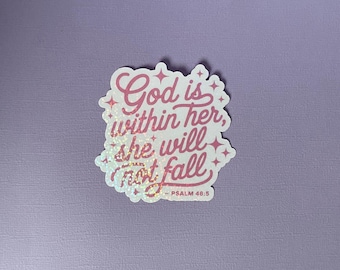3" Dios está dentro de ella, ella no caerá. Pegatina