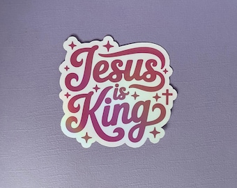 Pegatina de 3" con la frase "Jesús es Rey".