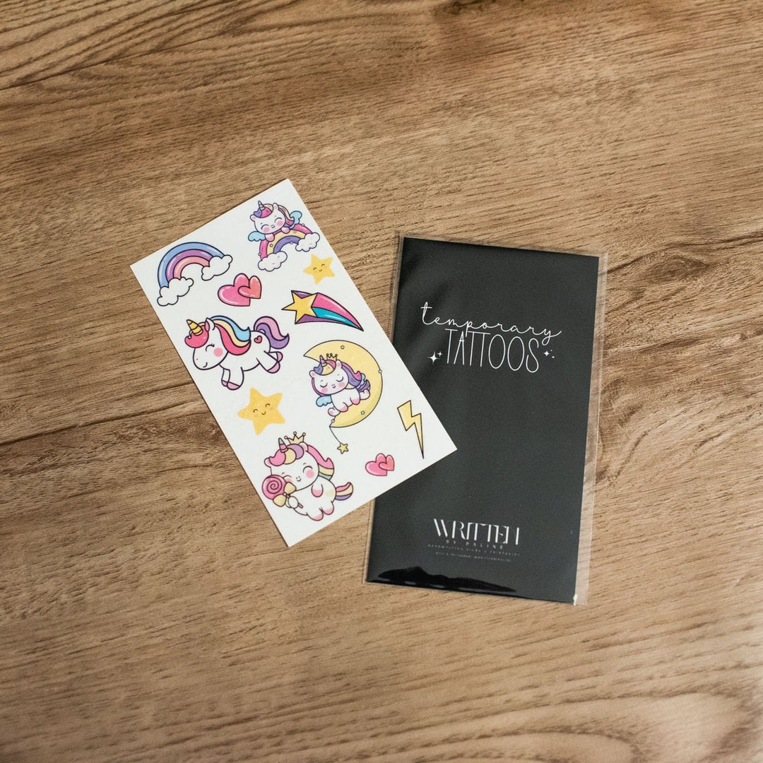 Unicorn & Rainbow Temporary Tattoos Unicorn Tattoos Etsy