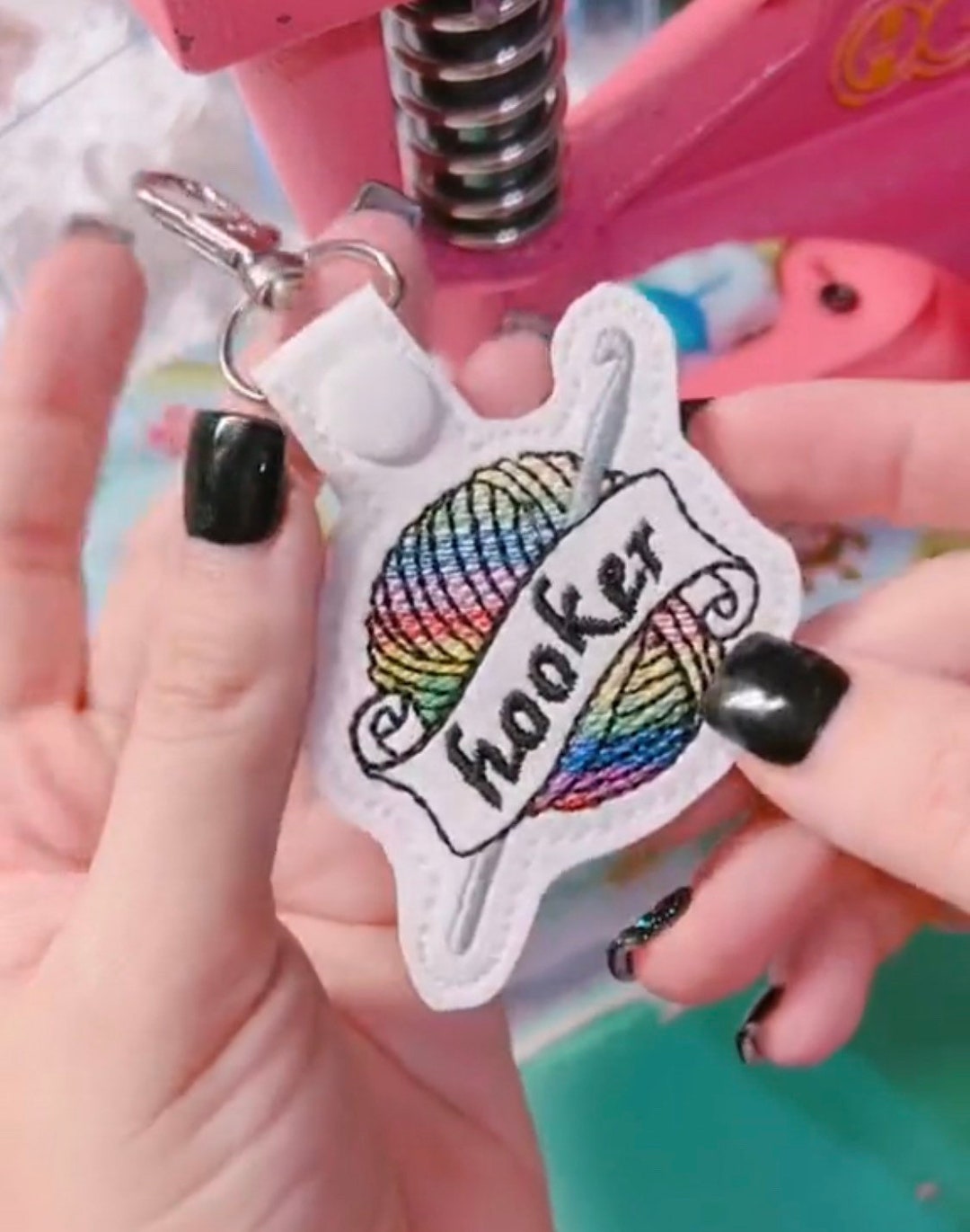 Crochet Hook Yarn Ball Keychain Etsy