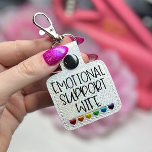 Emotional Support Wife Rainbow Hearts Snap Tab Design