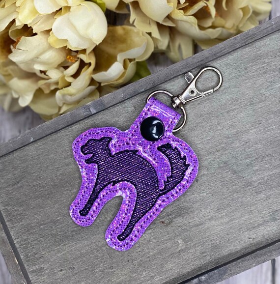 Black Cat Halloween Keychain Etsy