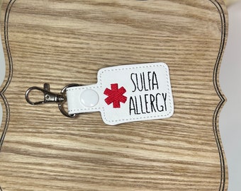Sulfa Allergy Awareness Tag Snap Tab Keychain Etsy