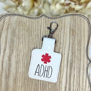 ADHD Medical Awareness Tag Snap Tab Keychain