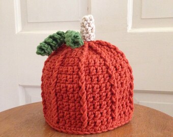 Crocheted Ribbed Pumpkin Hat