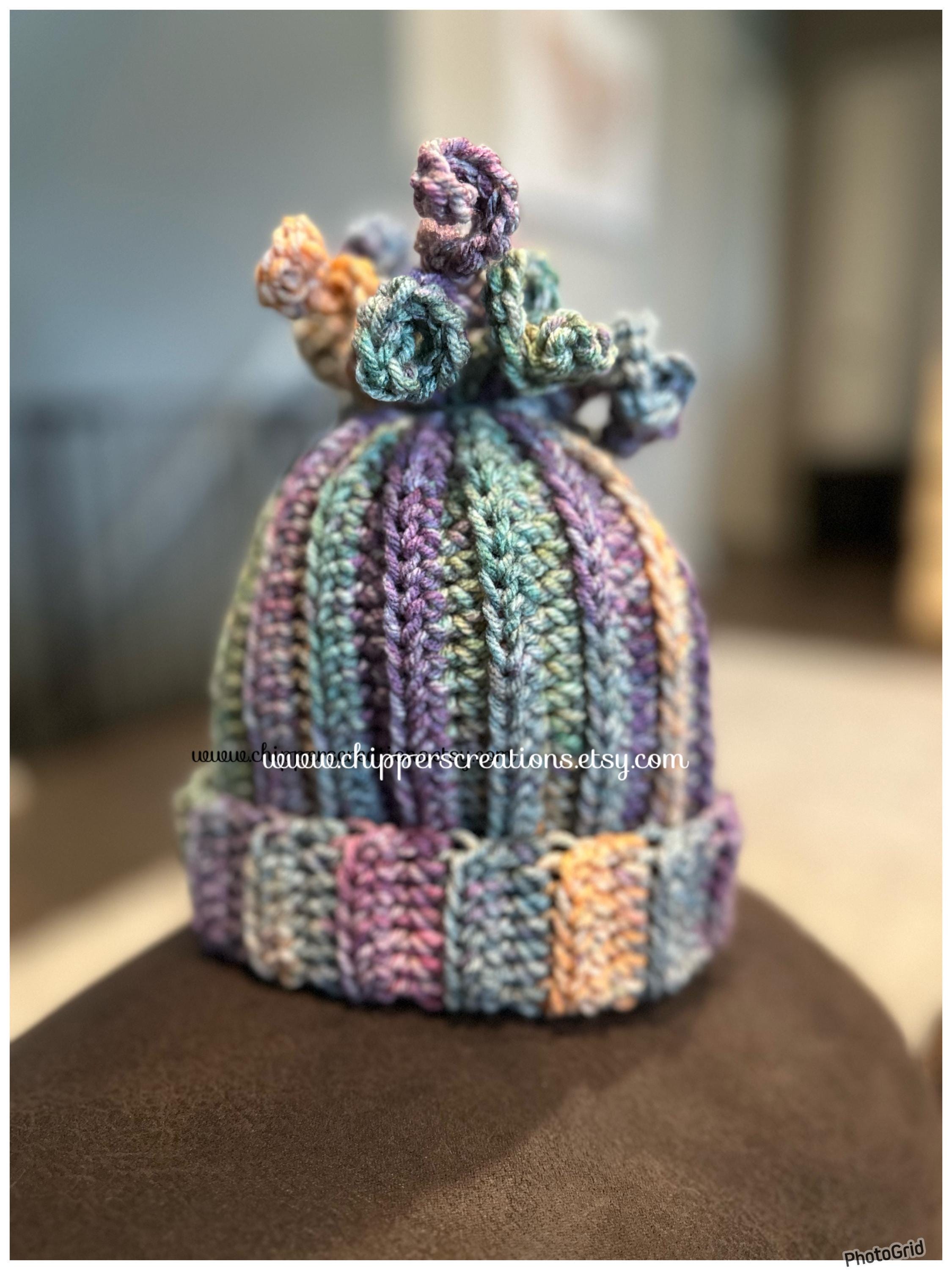 Crocheted Winter Hat With Curly Cue Top - Etsy