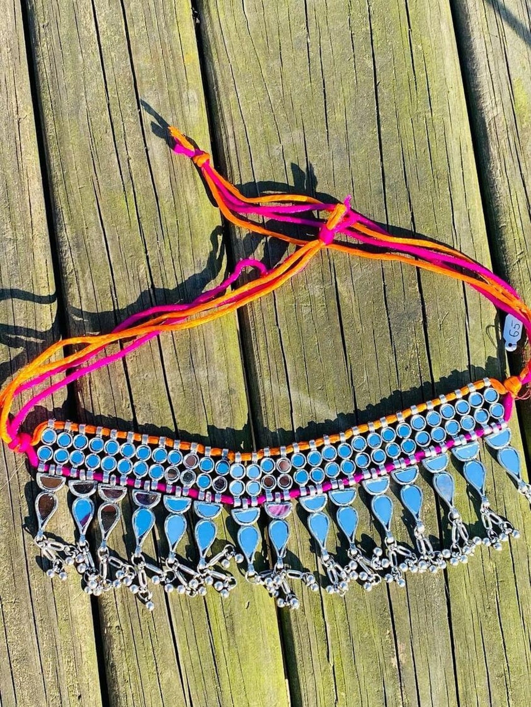 Navratri Ethnic Silver Oxidized Traditional Afghani Choker Necklace Jewellery Set for Women