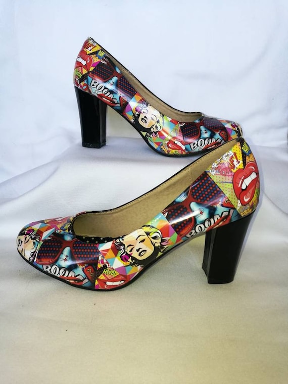 Zapatos estampados personalizados para mujer verano pop art Etsy México