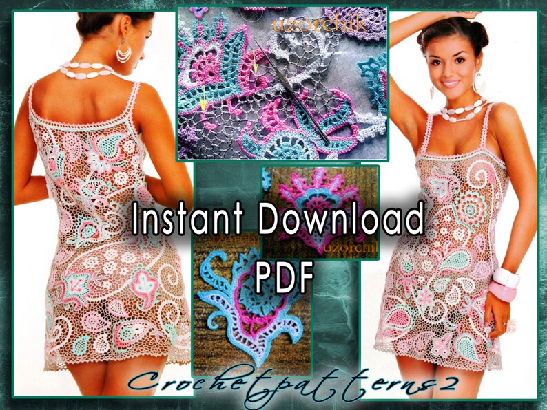 Instant Download PDF ebook - crochet patterns. JM#559. Women's crochet blouses, tops, dresses, skirts, rish lace. 