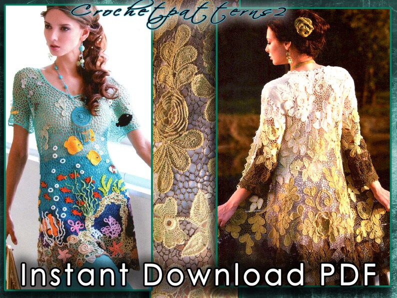 Instant Download PDF ebook  - crochet patterns. Women's crochet blouses, cardigan, tops, dresses, irish lace, tunics.  JM558 