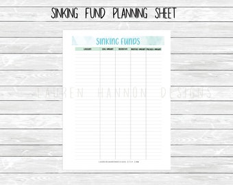 Sinking Fund Printable, Planner budgeting printable, zero based budget
