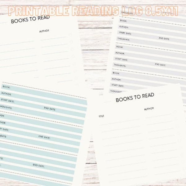 Reading Log Tracker, Printable Book Journal, PDF Reading Journey Tracker, Meet your Reading Goals