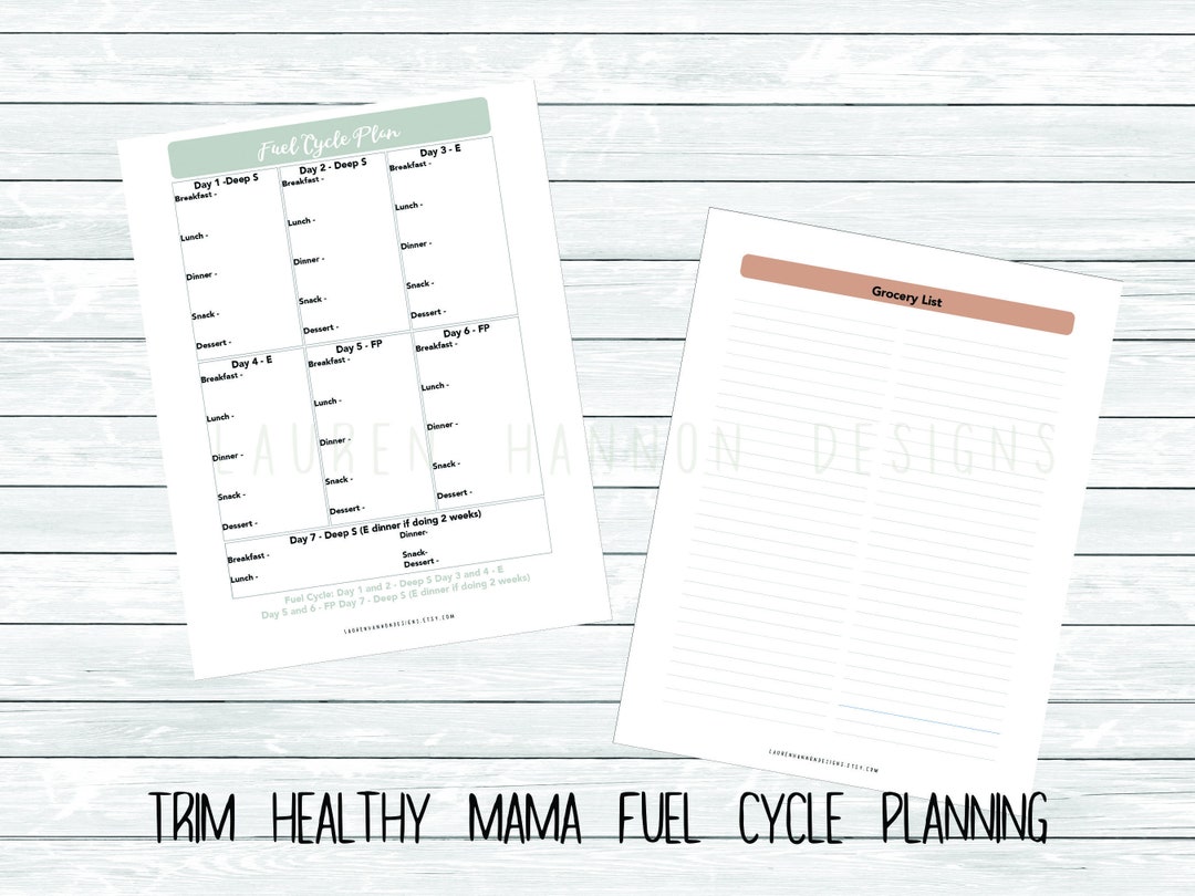 Trim Healthy Mama Fuel Cycle Planner and Grocery List, THM Planning