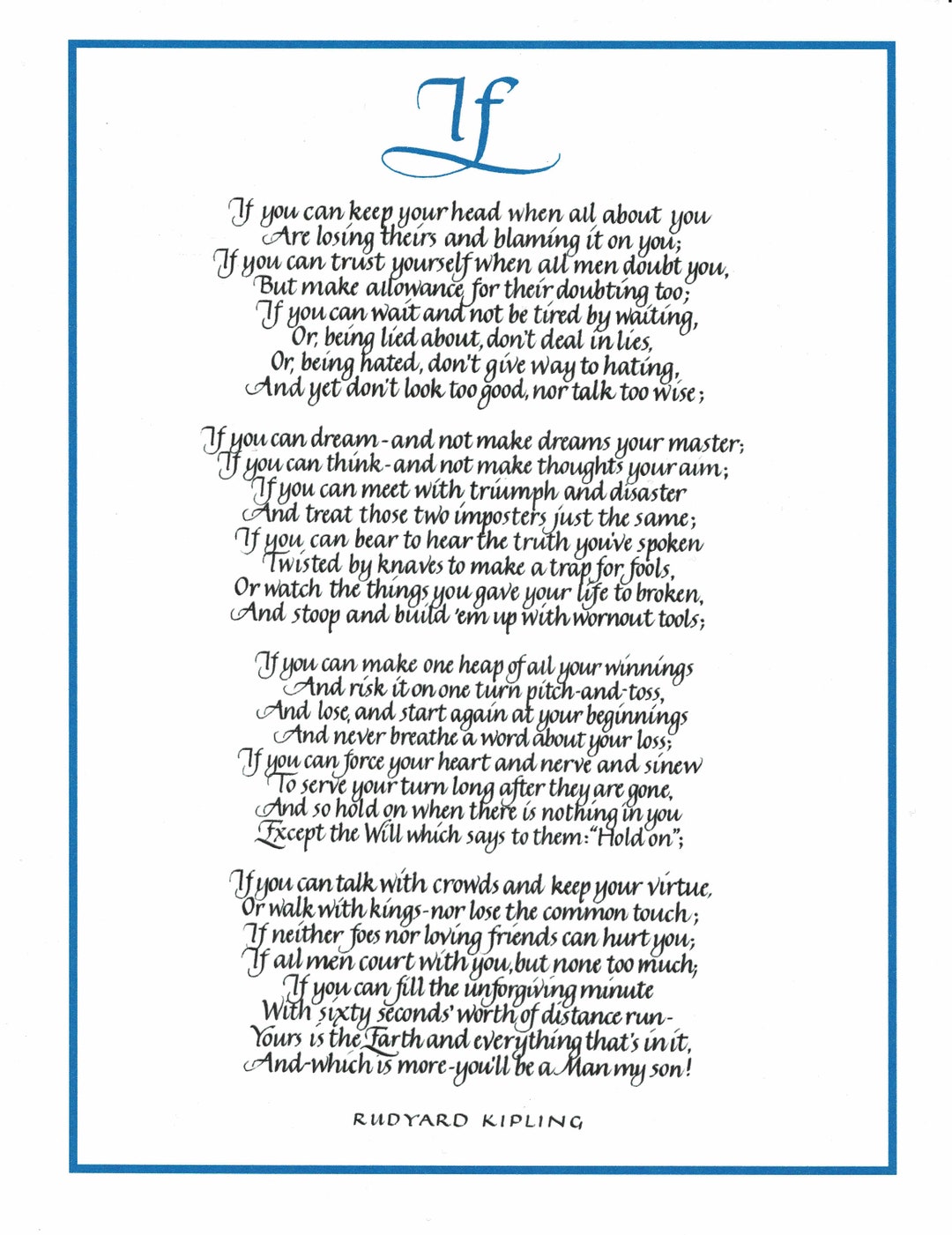 IF by Rudyard Kipling - Etsy