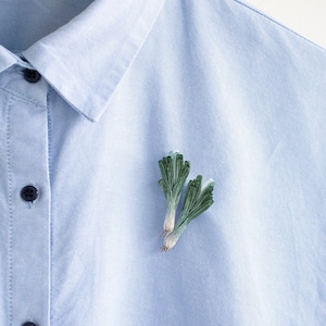 SET of 2 Leek embroidered collar brooches
