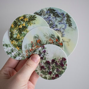 Vinyl botanische borduurstickers (SET van 5)