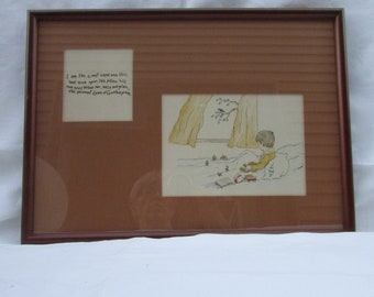 Doris Whitten Morgan Watercolor Print: Boy in Bed, Framed Nursery Art