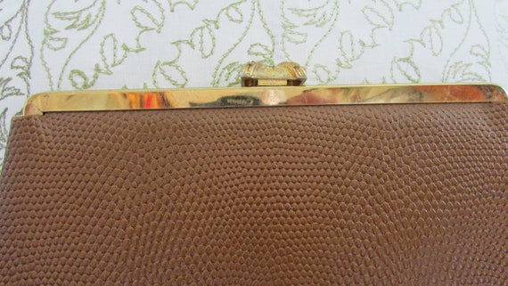 Vintage Clutch Purse Bag Jeweled Faux Snakeskin A… - image 3