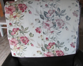 Handmade Barkcloth Pillow Cover Vintage Floral Fabric Deep Pinks Greens Yellows Gray Gingham Check