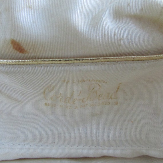 Vintage Cream Beaded Purse Corde Bead Handbag Lumured Shabby Chic Beaded  Rope Handle Gold Trim Clasp 1950s Ivory