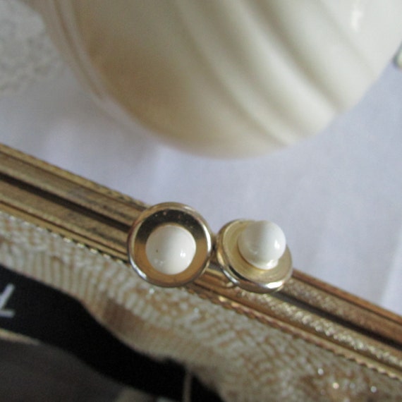Vintage Cream Beaded Purse Corde Bead Handbag Lum… - image 2