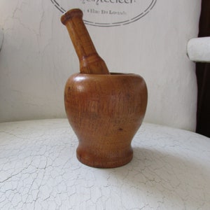 Wood Mortar and Pestle Set Farmhouse Kitchen Decor Vintage Hand Turned Mortar Bowl and Pestle Kitchen Utensils