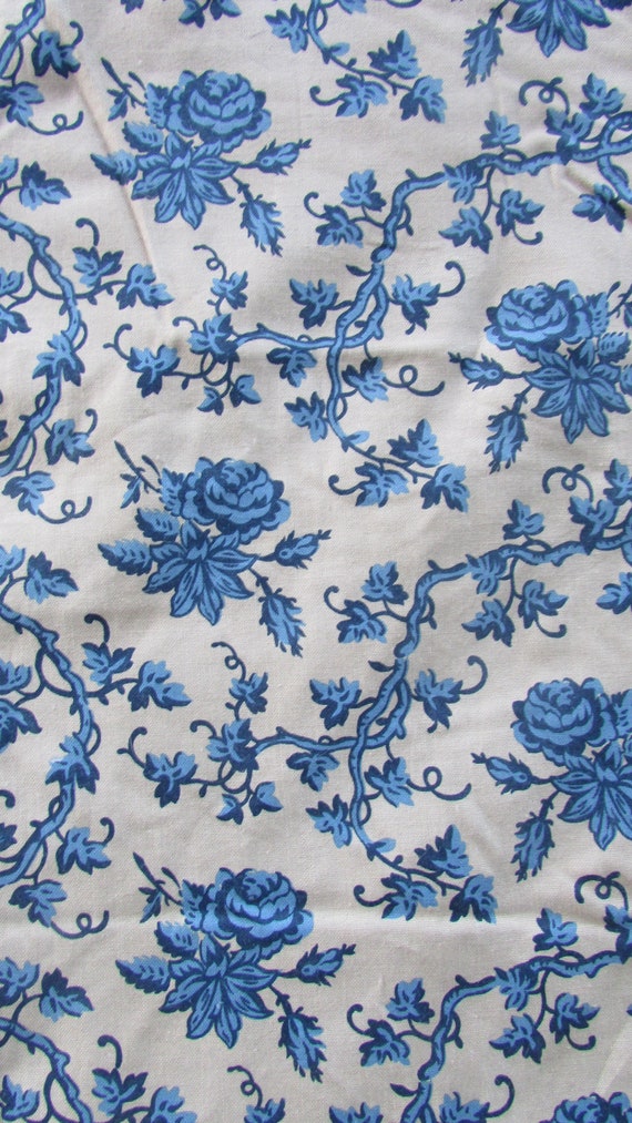 Vintage Print Blue Floral Fabric Windham China Blue By The Etsy