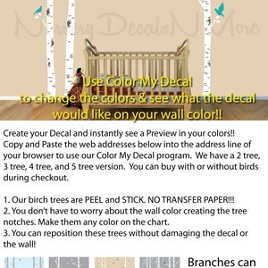 White Birch Tree Decal for Boy's Room, Repositionable, Easier to Install, Aspen Tree Stickers White Birch Tree Wall Stickers NBT image 2