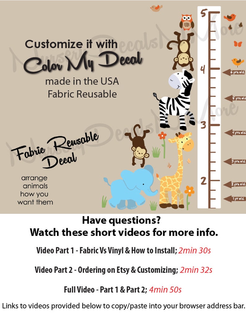 Repositionable Jungle Growth Chart Decals Height Chart Wall Etsy