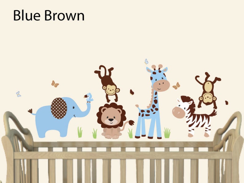 Removable Jungle Animal Decals Baby Wall Decals Monkeys Etsy