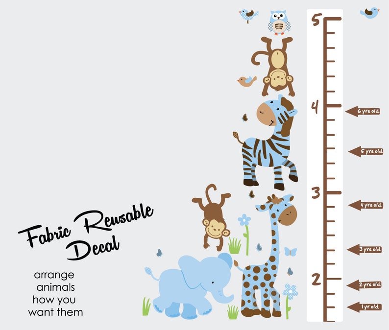 Repositionable Jungle Growth Chart Decals Height Chart Wall Etsy