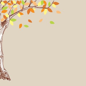 Large Oak Tree Decal for Corner, Fall Colors Natural Tree Decor Indoor Greenery Orange Green