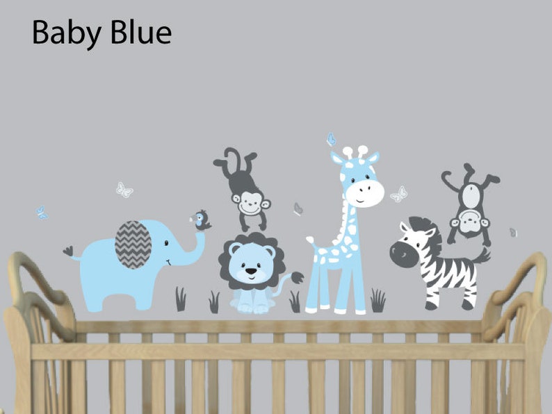 Removable Jungle Animal Decals Baby Wall Decals Monkeys Etsy