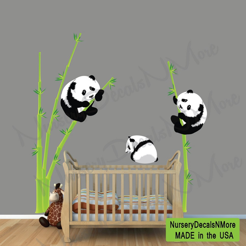 Panda Bear Wall Decal Bamboo Sticker Repositionable Reusable