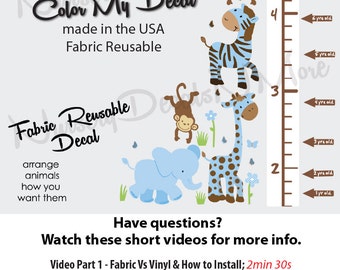 Repositionable Jungle Growth Chart Decals, Height Chart Wall Decals, Monkeys, Elephant (Mini WA Animal, Growth Chart WA Little Boy Blue) WAG