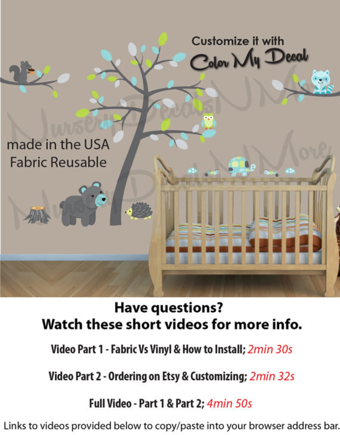 Forest Animal Decals Forest Wall Decals Bear Decal Turtle Etsy