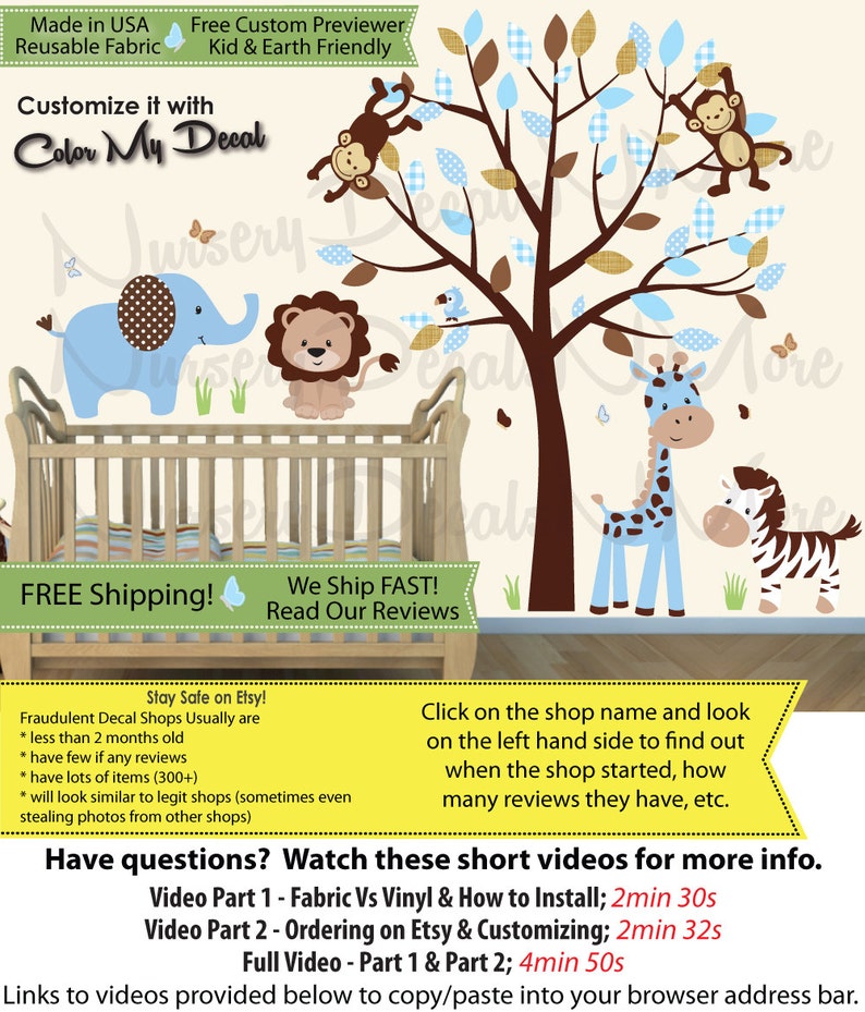 Repositionable Baby Boy Room Jungle Wall Decals Boy Room Wall Etsy