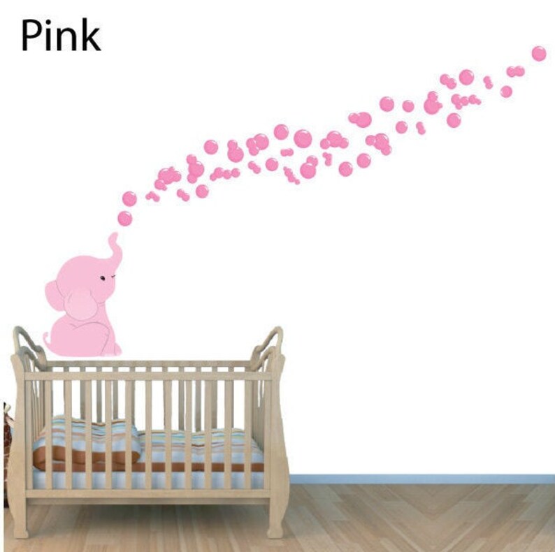 Big Elephant Bubbles Wall Decal for Nursery Elephant Wall Etsy