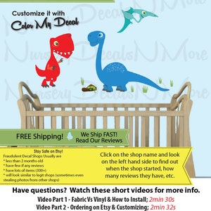 Dinosaur Wall Stickers Boys Room Mini Trex And Friends Colorful Decal MINI_Trex_49_Bronto_28_Pter_22 DINO TRM image 1