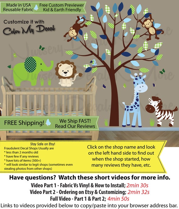 New Children's Nursery Decals Safari Wall Decals Etsy