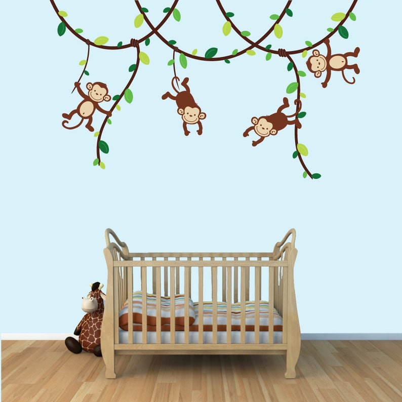 Baby Boy Monkey Wall Decals Monkey Decal Childrens Decals Etsy