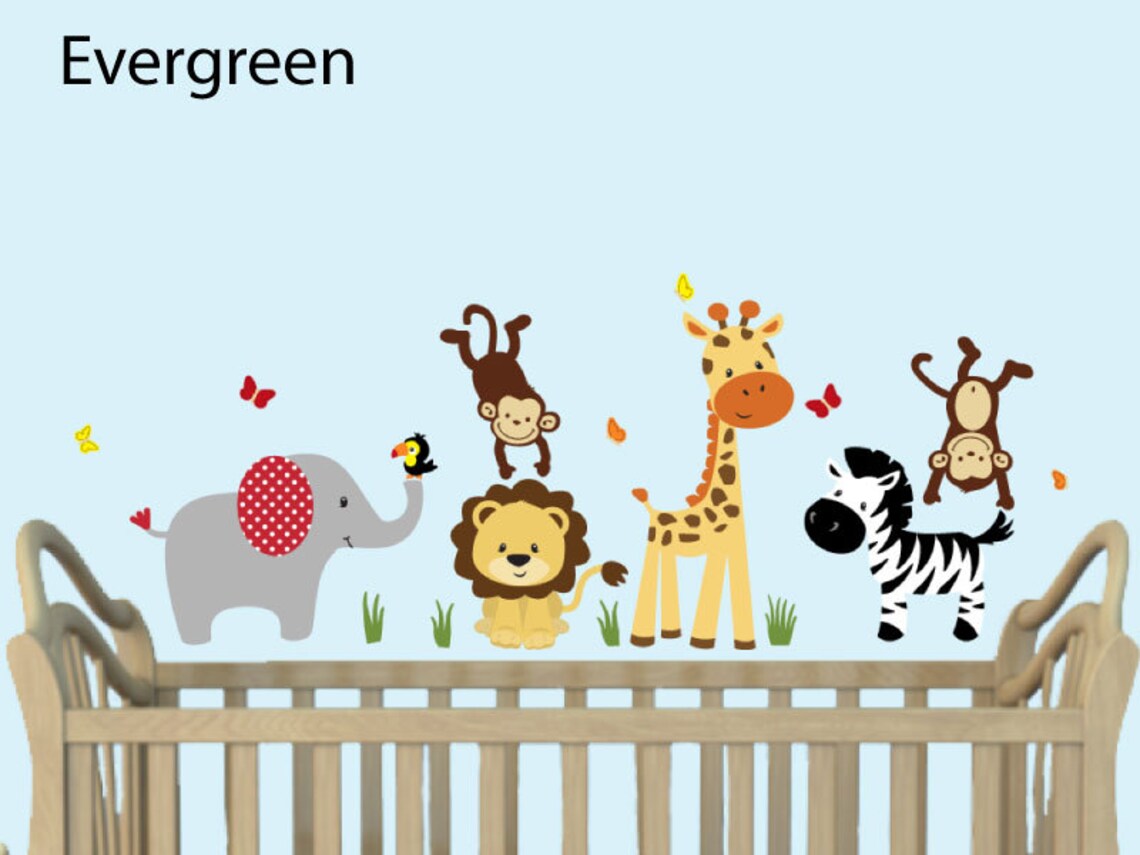 Palm Tree Decals for Nursery Jungle Animal Wall Decal mini Etsy