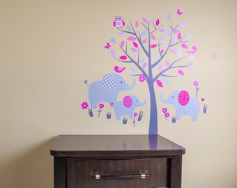 Wall Decals for Girls Room, Elephant Wall Stickers, Safari Wall Decals 3ET
