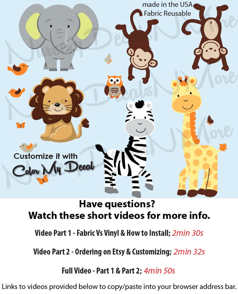 Baby Nursery Wall Decals Jungle Animal Wall Decals Etsy