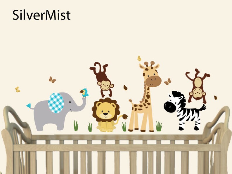 Removable Jungle Animal Decals Baby Wall Decals Monkeys Etsy