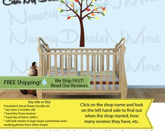 Colorful Tree Wall Decal - Baby Boy Nursery Wall Decal (Color Me Happy Mini Small Tree) MSmTO