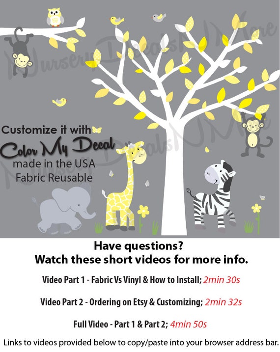 Nursery Wall Decals Tree Decals for Nursery WA Yellow Gray Etsy